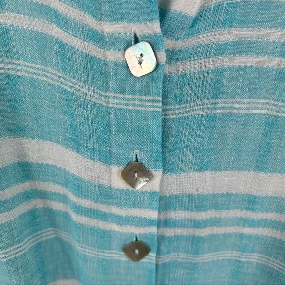 Habitat Coastal Nautical Blue Striped Linen Tunic Top Medium - Picture 7 of 16